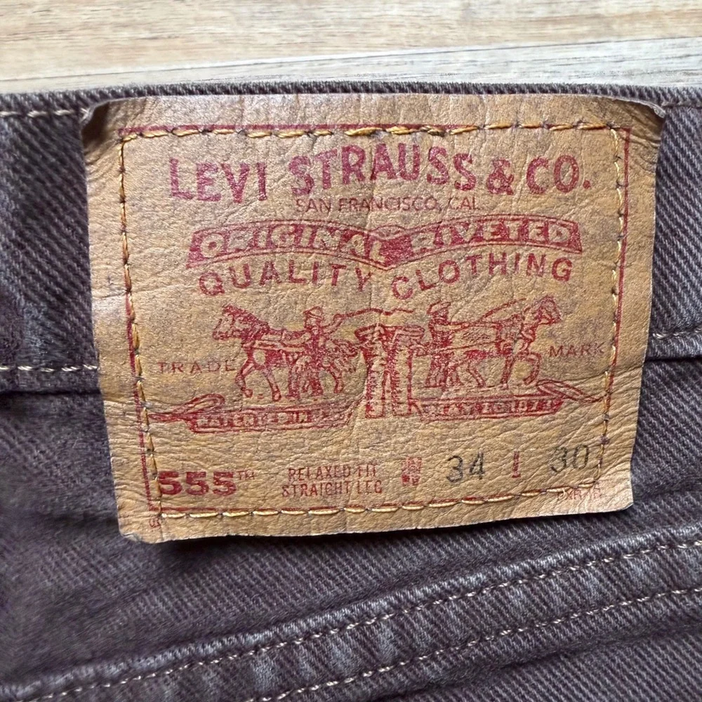 Levi's 555 Relaxed Fit Jeans Mens 32x30 Brown Straight Leg Made in USA 1996
